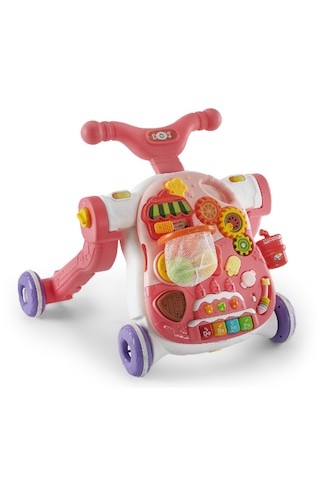 Baby2go 5 İn 1 Multifunction Walker Pembe - Eğitici Bebek Aktivite Masası Ve İlk Adım Yürüteç
