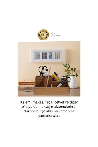Özel Üretim 4 Bölmeli Masa Üstü Ahşap Kalem Kağıt Ataş Takı Organizeri Düzenleyici Kutu Ofis Masası Diğer