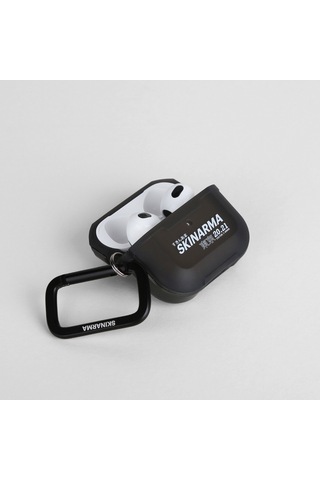 Apple Uyumlu AirPods 3.nesil Kılıf Skinarma Transparan Mat Tasarım Kinzoku Kılıf Siyah