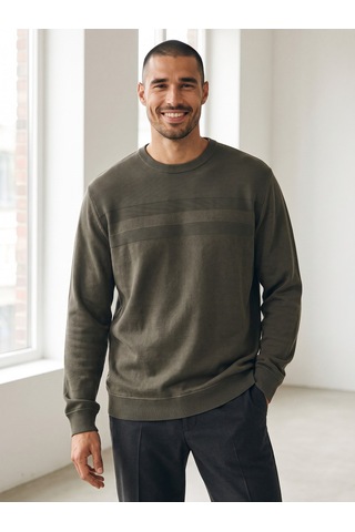 Maccali Erkek Haki Büyük Beden Pamuklu Kışlık Desenli Sweatshirt