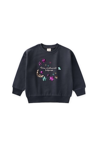 Pullu Ay Yıldız Nakışlı Sweatshirt 2-8 Yaş Antrasit Antrasit