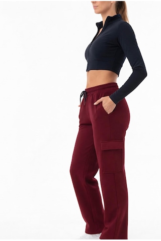 Axxel Kadın Bordo 2 İplik Kargo Cepli Eşofman Altı-p2269 Bordo