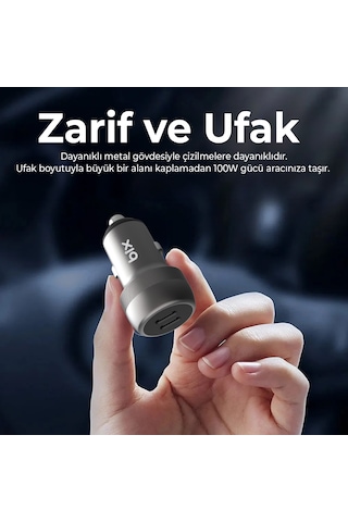 Bix Bxcc100w 100w 2 Type-c Portlu Mini Araç İçi Hızlı Şarj Cihazı