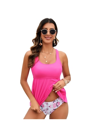 Bikini Halter Split Üçgen Mayo Kadın Sırt Tasarımı İnce Büyük Beden Mayo Gül