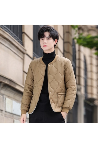 Yeni Sonbahar Kış Pamuklu, Polar Astarlı, Hafif ve Sıcak, Kısa Ve Vücuda Oturan Ceket. Kahverengi