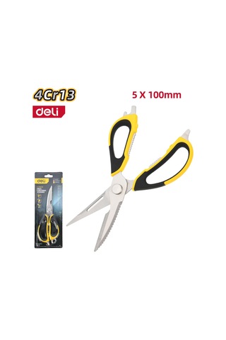 Delı Profesyonel Çok Fonksiyonlu Mutfak Makası 5x100mm Sarı / Gümüş Paslanmaz Çelik