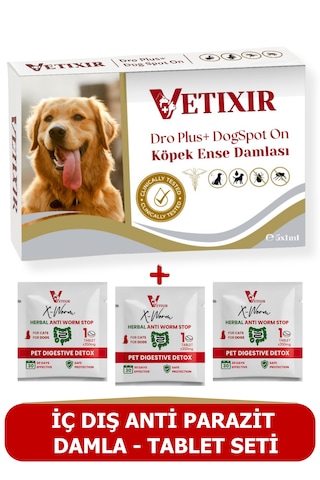 Köpek Bitkisel İç Dış Bit Pire Uzaklaştırıcı Damla Ve Tablet 5 Damla 3 Tablet