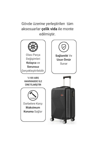 G&d Polo Suitcase Abs Siyah Kabin Boy Valiz 600.01-k Siyah