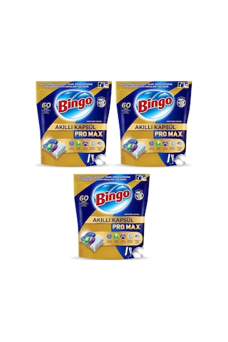Bingo Akıllı Kapsül Pro Max Bulaşık Makinesi Deterjanı 3 x 60 Tablet
