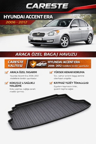 Hyundai Accent Era 2006-2012 Araca Ozel Bagaj Havuzu - Yüksek Kenar, Kaymaz, Kokusu Dayan Kli