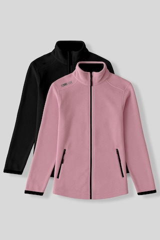 Tommy Life Rahat Form Dik Yaka 2li Paket Siyah-gül Kurusu Kadın Polar Sweatshirt - 97173 Siyah - Mor
