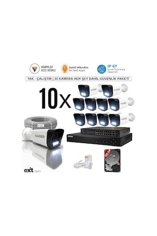 10'lu Ip-poeli-5mp-sesli -gece Renkli- Su Geçirmez- Full Hd-320gb-güvenlik Kamera Seti