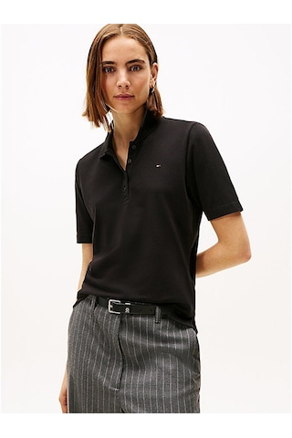 Tommy Hilfiger Kadın 1985 Regular Pique Polo T-shirt Siyah