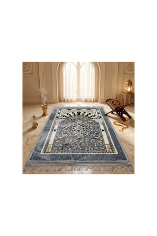 Peluş Seccade 80x120 Cm Desenli Lüks Namaz Seccadesi Çok Renkli-3