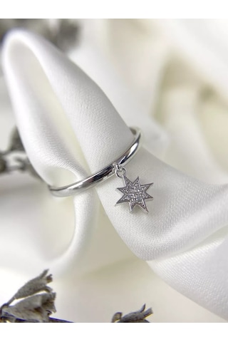 Sılver Whale 925 Ayar Gümüş Taşlı Yüzük 199871078 Gri