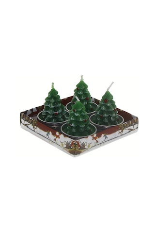 4 Adet 4cm Çam Ağacı Tealight Mum