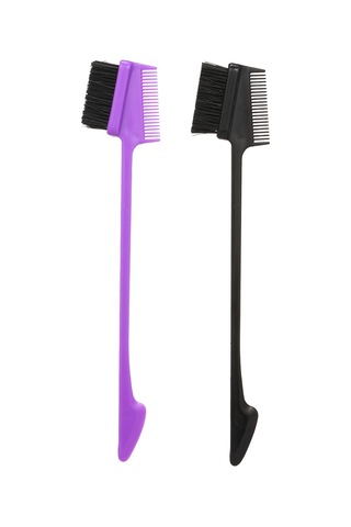 Lemestar Çift Uçlu Plastik/fiber Makyaj Fırçası - Kaş, Kirpik Ve Saç Tarama, Bölme Ve Düzenleme İşlevi - Rastgele Renk