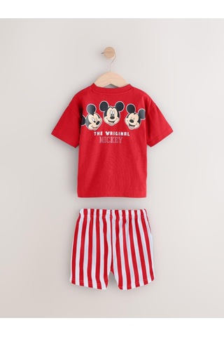 Erkek Çocuk Mickey Çizgili Şortlu Takım Kırmızı