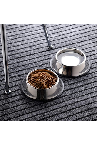 Technojet 2 Adet Metal Kedi ve Köpek Mama Su Kabı 22 cm