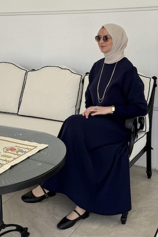 Rabia Şamlı Ela Modal Takım Lacivert Çok Renkli