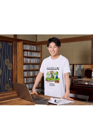 Alpşan Ticaret İsme Özel Minecrat Tişört Özel Kişiye Özel Minecraft T-shirt Unisex Yetişkin Çocuk Beyaz Tişört Beyaz