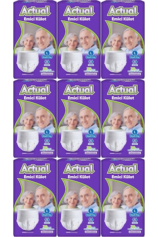 Actual Emici Külot Yetişkin Bezi L - Large - Büyük 270 Adet