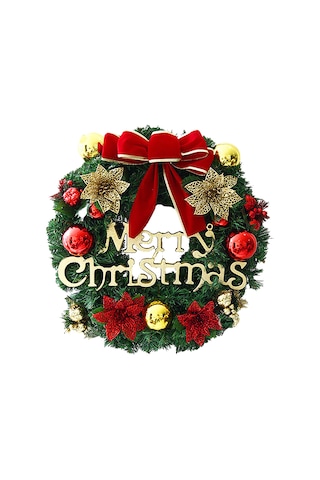 Fiyonklu Noel Çelenk Düğüm Sahte Çiçekler Toplar 20 Çok Renkli
