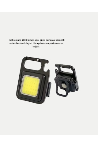 Şarjlı Cob Led Anahtarlık Fener - 4 Modlu Manyetik Ve Katlanabilir Standlı Diğer