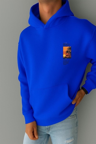 Benroma 3 İplik Penye Sunset Baskılı Sweatshırt Saks Mavisi