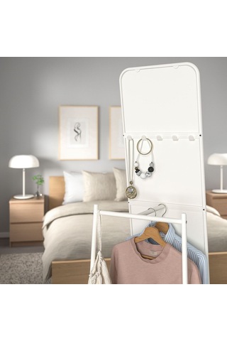 Ayaklı Boy Aynası, Beyaz, 48x160 Cm Beyaz