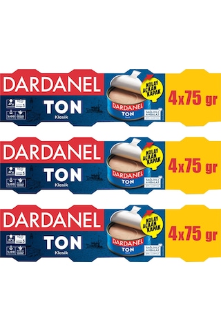 Dardanel Ton Balığı 4x75 Gr Ayçiçek Yağlı X 3 Adet
