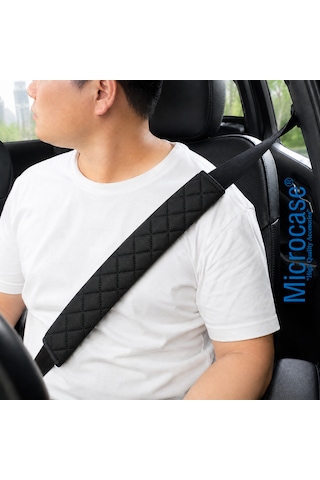 Microcase Kapitone Desen Emniyet Kemeri Ve Askılık Omuzluk Kılıfı Yumuşak Elyaf Dolgu Malzeme Cırtlı Tasarım Siyah 2 Adet 70 Cm Al5670