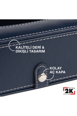 2k Suni Deri Peçetelik Mendil Kutusu 13 24 6 Cm. Lacivert Lacivert