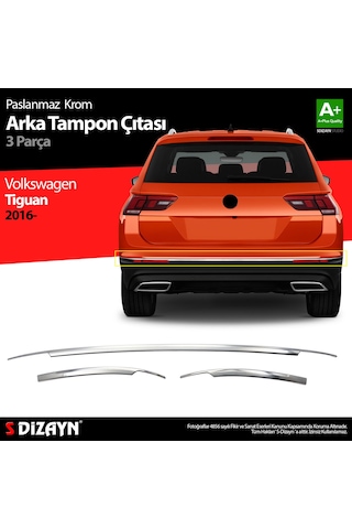S-Dizayn Vw Tiguan Krom Arka Tampon Alt Çıtası 3 Prç. 2016 Üzeri