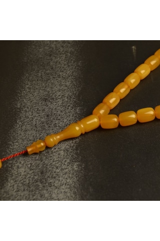 Kapsül Kesim 12x8 Mm Sıkma Kehribar Sistem Püsküllü Tesbih Sarı