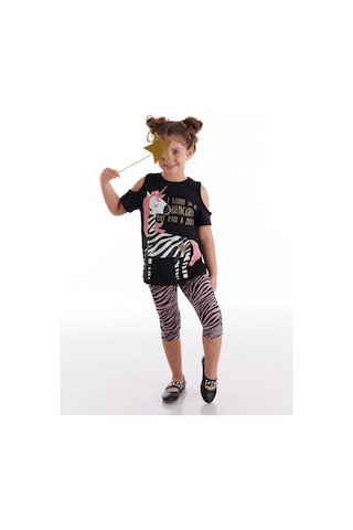 Denokids Mushi Unique Zebra Kız Tunik Takım Çok Renkli