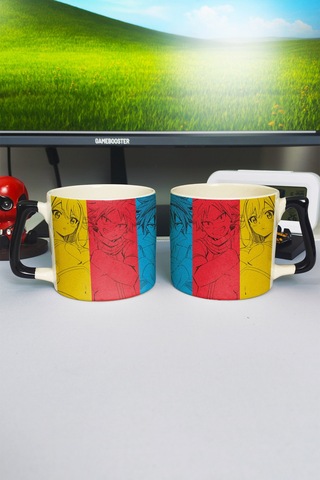 Fairy Tail Anime Baskılı Seramik Lüks Kupa 1 Adet Özel Siyah Kulp Dalga Kulp V5d Çok Renkli