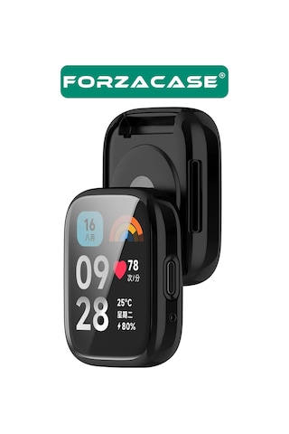 Forzacase Xiaomi Redmi Watch 3 Active İle Uyumlu Önü Kapalı Ekran Korumalı Silikon Kılıf - Fc256 Siyah