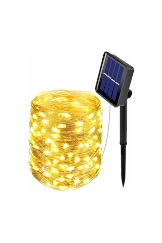 Pazly Güneş Enerjili 100 Led Açık Bahçe Işıkları - Sıcak Beyaz 10m
