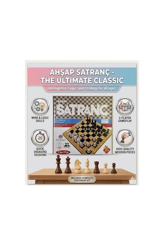 Profesyonel Görünümlü Ahşap Satranç Seti Çocuklar İçin Zeka Geliştirici Eğitici Oyun
