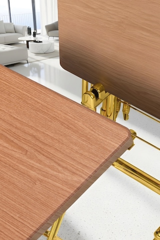 Eranş Serisi 4'lü Katlanır Mdf Mebran Ahşap Çanta Zigon Sehpa Gold Ayak Atlantik Çam Desen Gold Ayakk