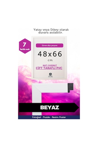 21mm-48x66 Cm Mat Pvc Li Camsız Fotoğraf Puzzle Belge Çerçeve Yatay Dikey Asılabilme. 13160714