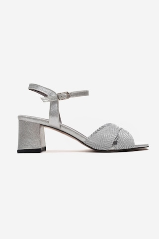 Luvishoes Mılagro Gümüş Simli Kadın Kalın Topuklu Ayakkabı