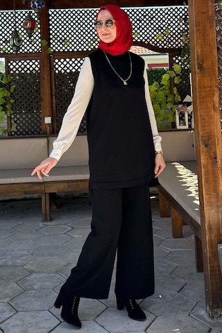 Rabia Şamlı Pantolonlu İç Takım Siyah Normal