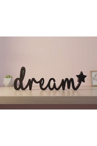 Dream Yazılı Yıldızlı Dekoratif Duvar & Raf Süsü Modern Masaüstü Dekor Siyah