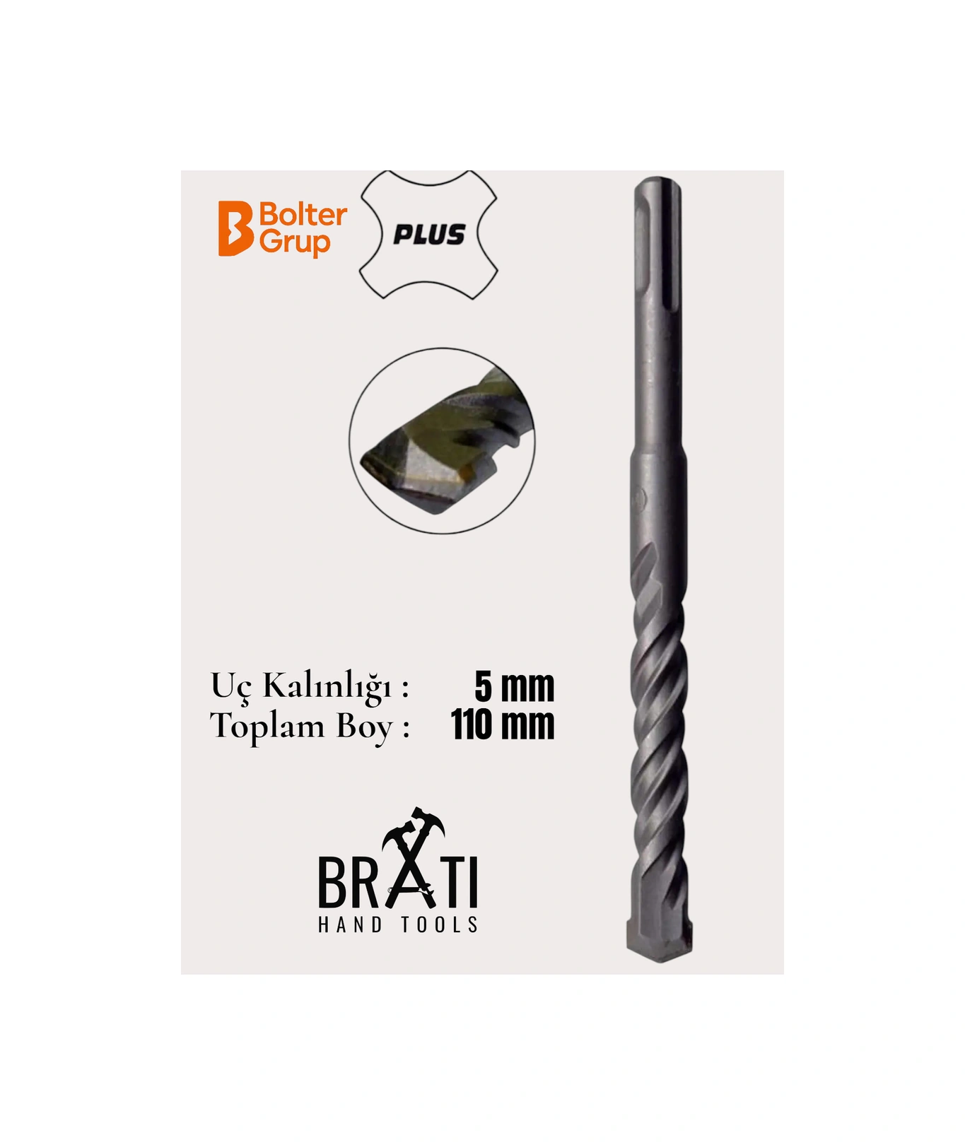 5x110 Sds Plus 2 Kanallı Beton Ve Duvar Delme Matkap Ucu