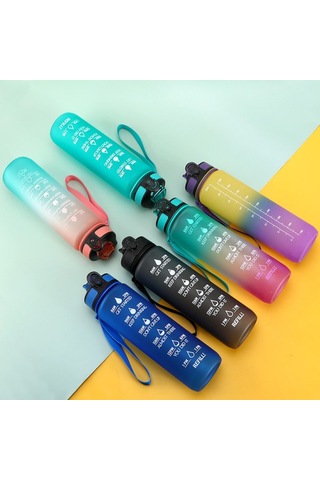 Su Şişesi Spor İçme Bardağı Plastik Su Bardağı 1000ml - Doğrudan Satış Mavi Ve Pembe Çok Renkli