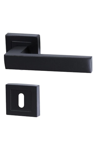 Kare Rozetli Kapı Kolu 7'li Set 3+1 Daire İçin Geçerli Siyah