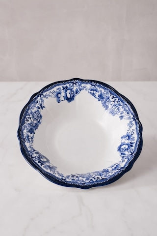 Porser Porselen Velour Navy Fulya Bowl Kase 26cm Tekli Çok renkli