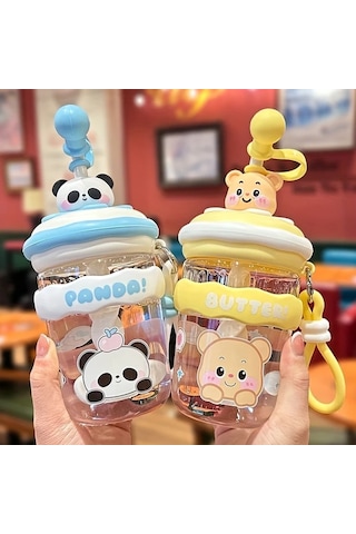 Wangxi Su Bardağı Gri 550 Ml Shake Bardağı Ilkbahar Yaz 2025 Yeni Sevimli Pipetli Buyuk Kapasiteli Isiya Dayanikli Karistirma Kupasi Gri 550 Ml Shake Bardağı